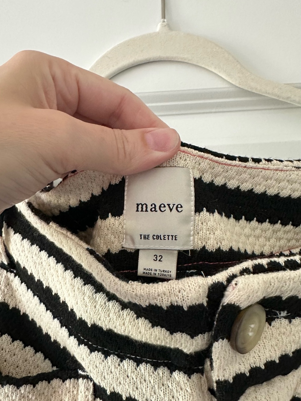 Anthropologie Maeve Colette Knit Crop Pants Black White Stripes in Size 32 - Picture 6 of 6